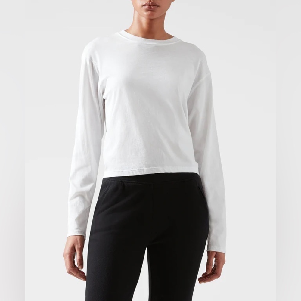 NEW ATM Classic Jersey Long Sleeve Classic Tee - White